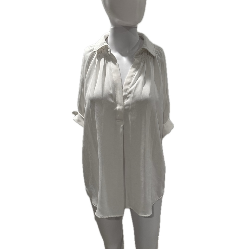 Max Studio Cream Collared Blouse Size S